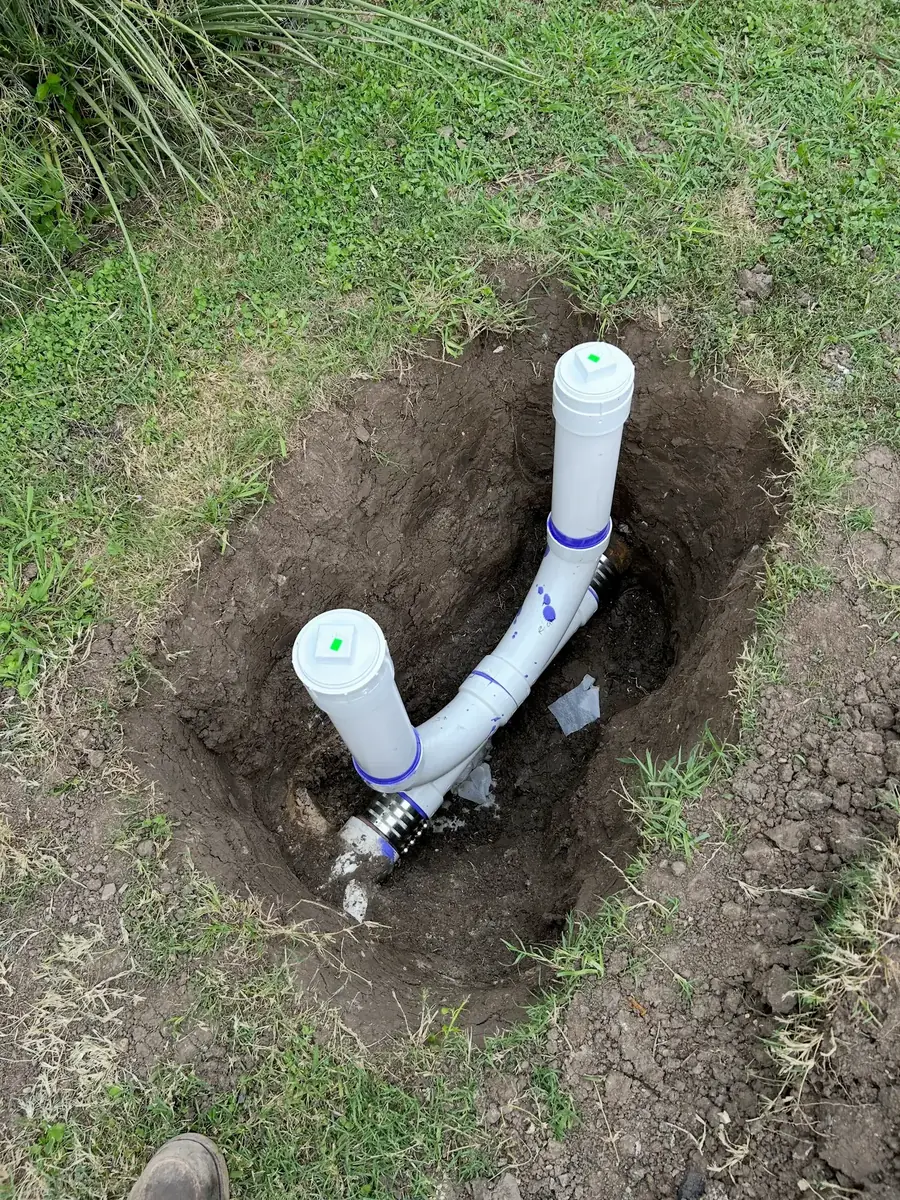 Double Sweep Cleanout Installation