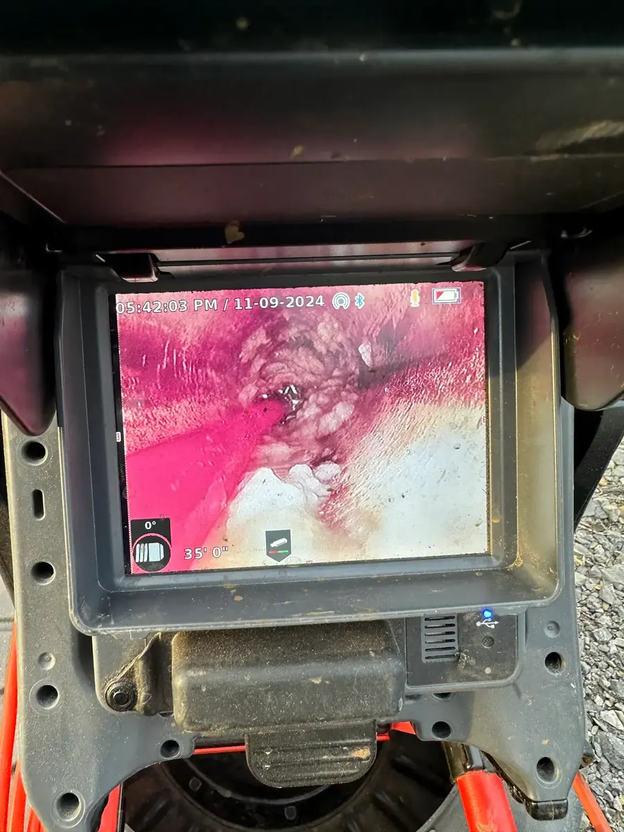 Camera Inspection: Root Blockage at 35 Feet